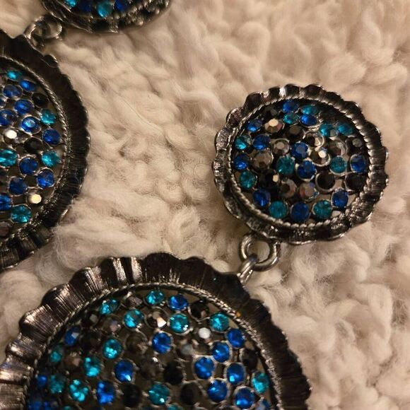 Chico's Rhinestone Disc Earrings Clip - Picture 5 of 8